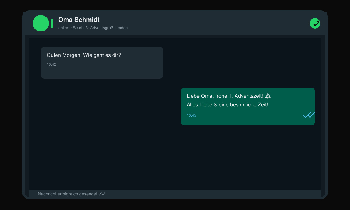 Erfolgreich gesendete 1 advent grüße WhatsApp kostenlos