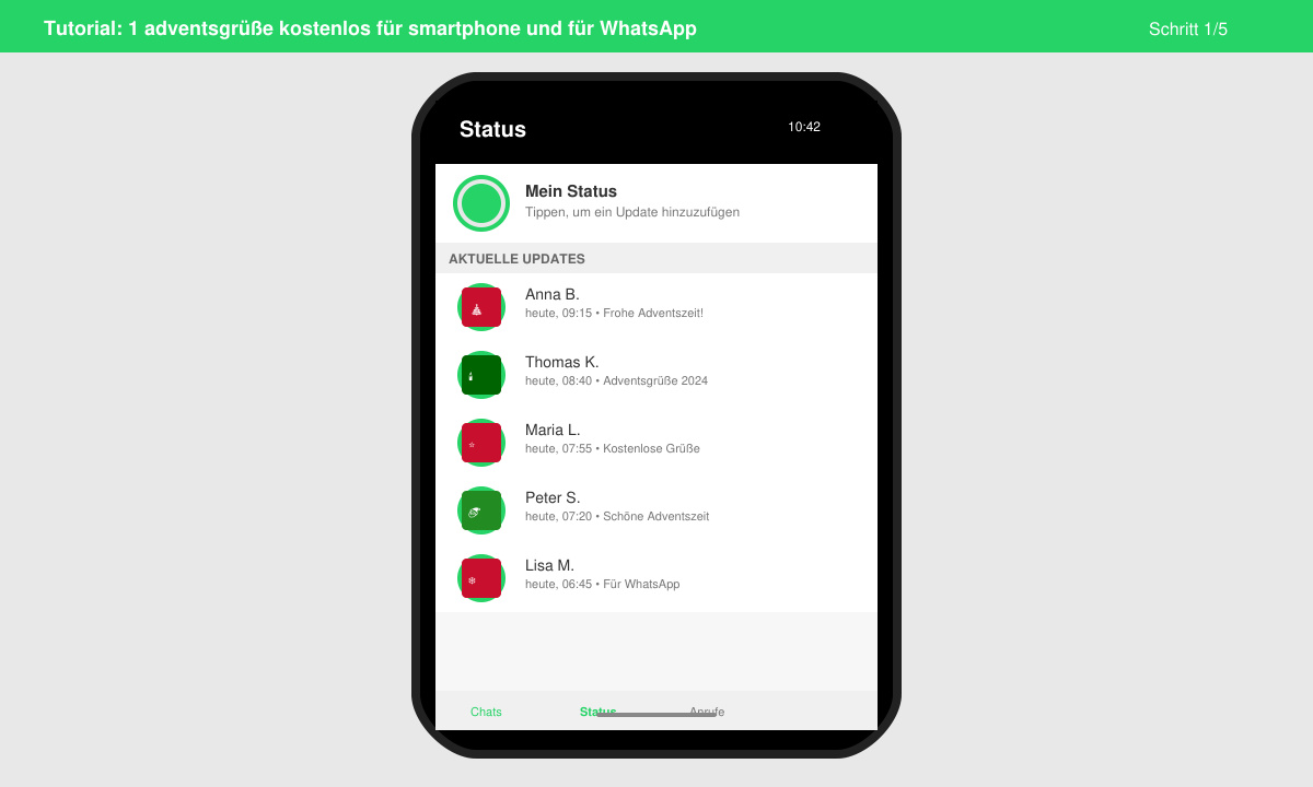 WhatsApp Status mit Adventsgrüßen auf dem Smartphone