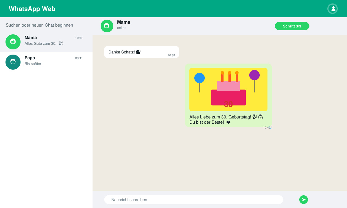 Fertig erstellte Nachricht mit Bild und Text für 30 geburtstag WhatsApp kostenlos