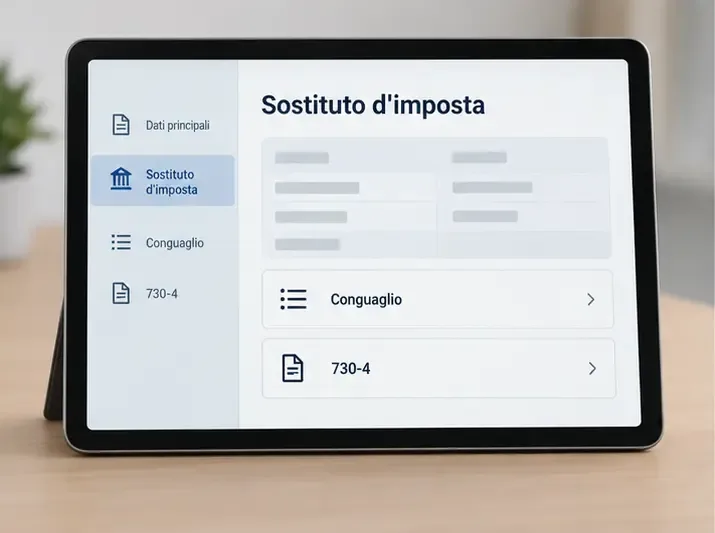 Rappresentazione concettuale della verifica del sostituto d’imposta, del conguaglio e del riferimento 730-4