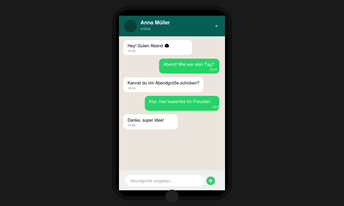 WhatsApp Chat öffnen für Abendgrüße