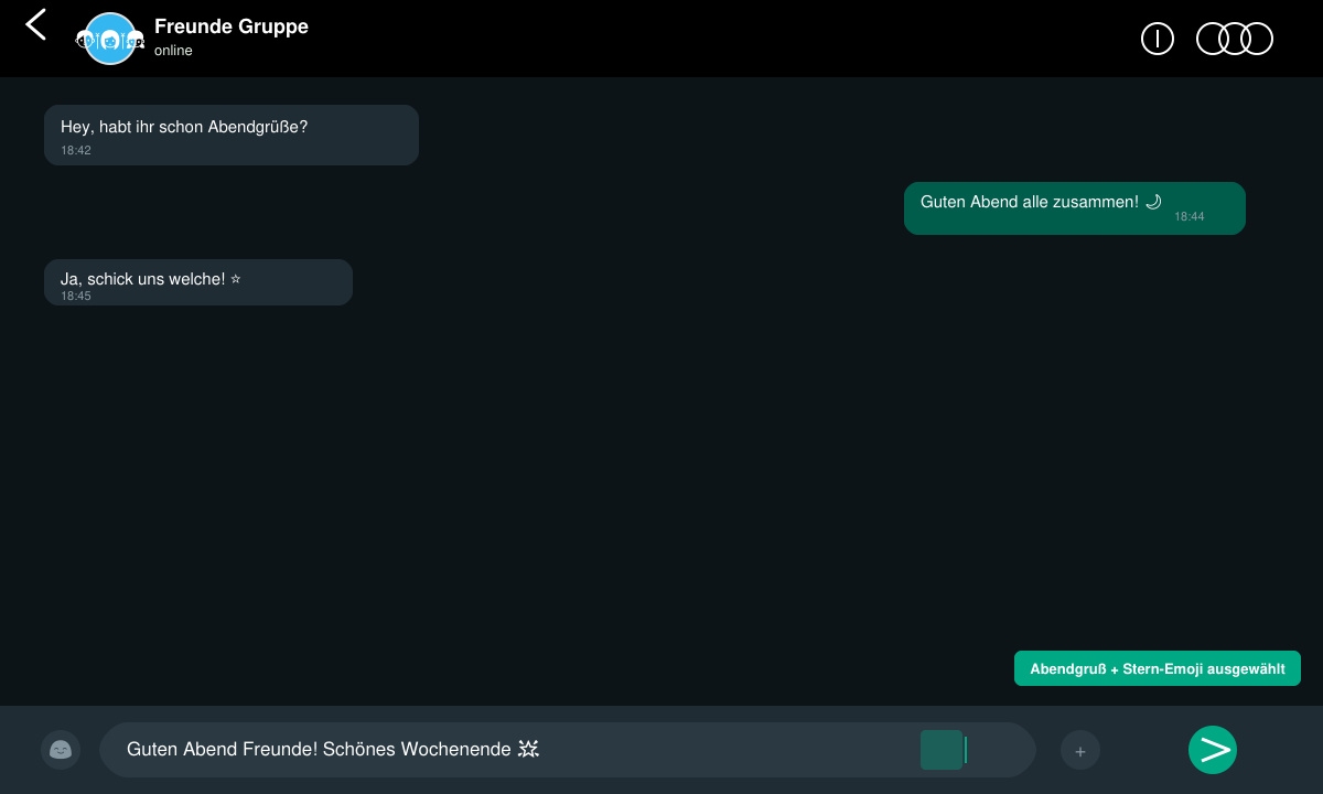 Abendgruß mit Emoji in WhatsApp versenden