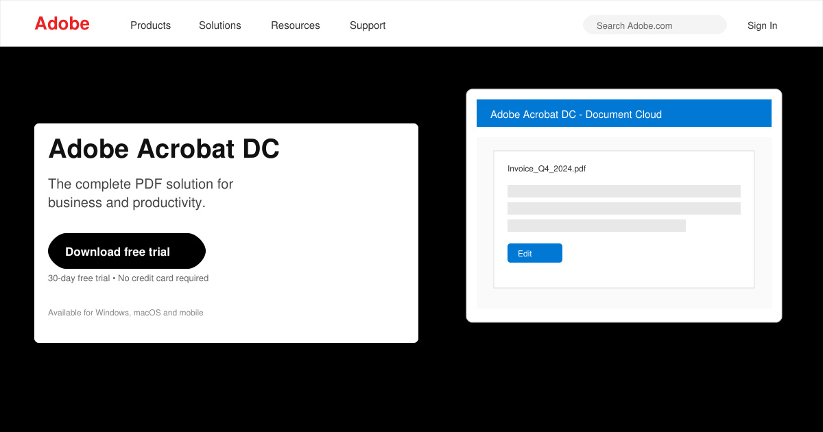 تحميل برنامج Adobe Acrobat DC مجانا