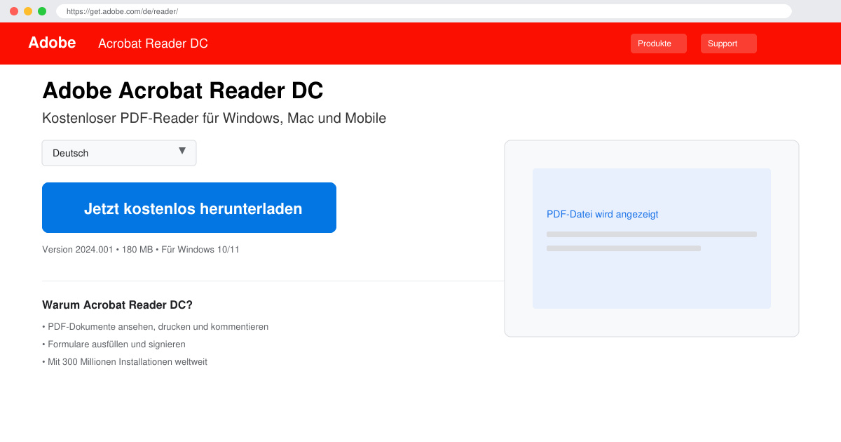 Adobe Acrobat reader DC kostenlos