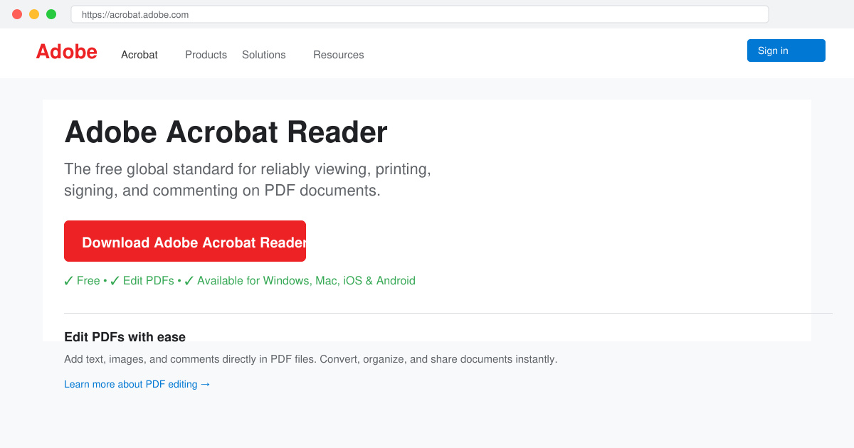 Adobe Acrobat reader edit PDF تنزيل
