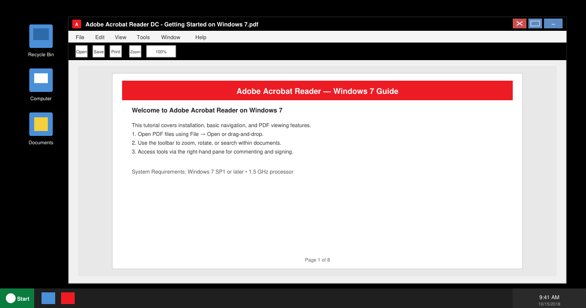 Adobe Acrobat reader Windows 7