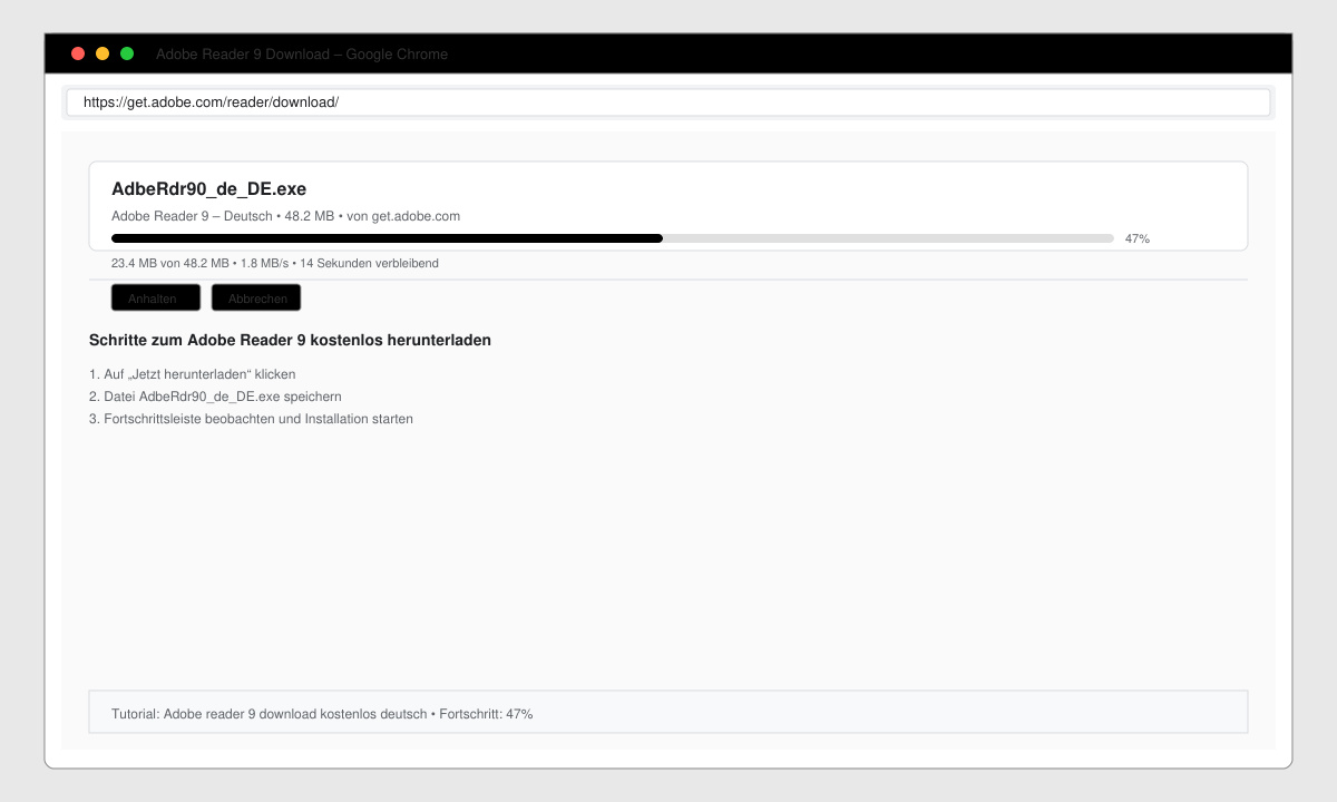 Download der Adobe Reader 9 Installationsdatei
