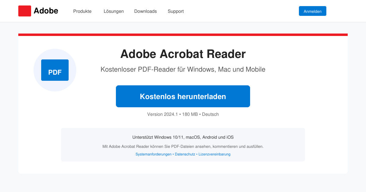 Adobe reader download kostenlos