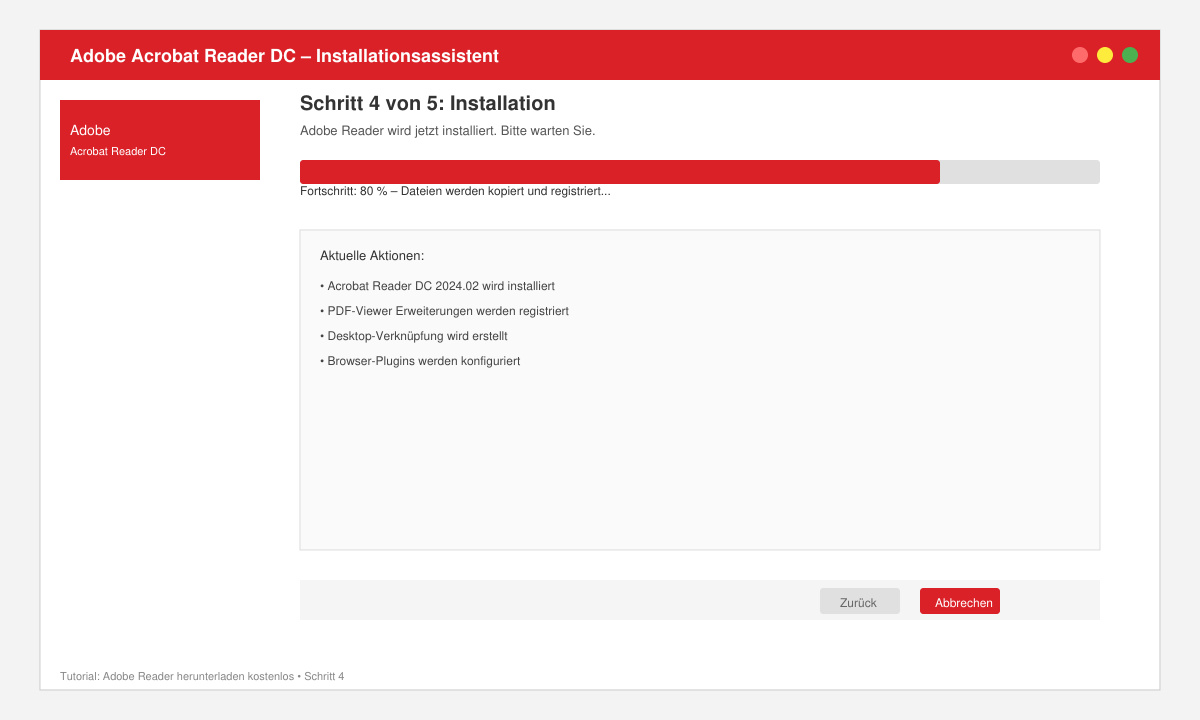 Installationsfenster des Adobe Acrobat Readers