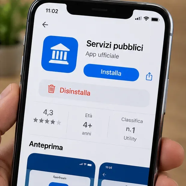 Schermata esemplificativa di reinstallazione di un’app dei servizi pubblici dallo store