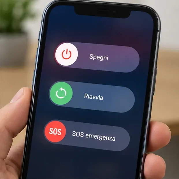 Schermata esemplificativa di spegnimento e riavvio su smartphone