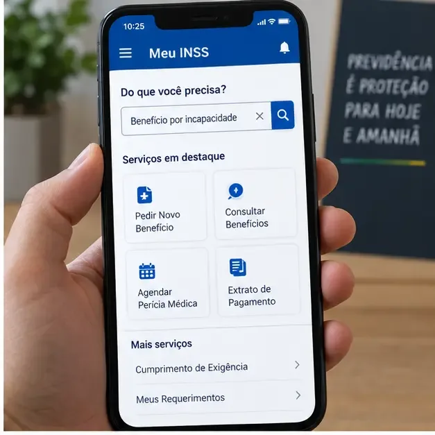 Tela inicial do Meu INSS com a busca Benefício por incapacidade