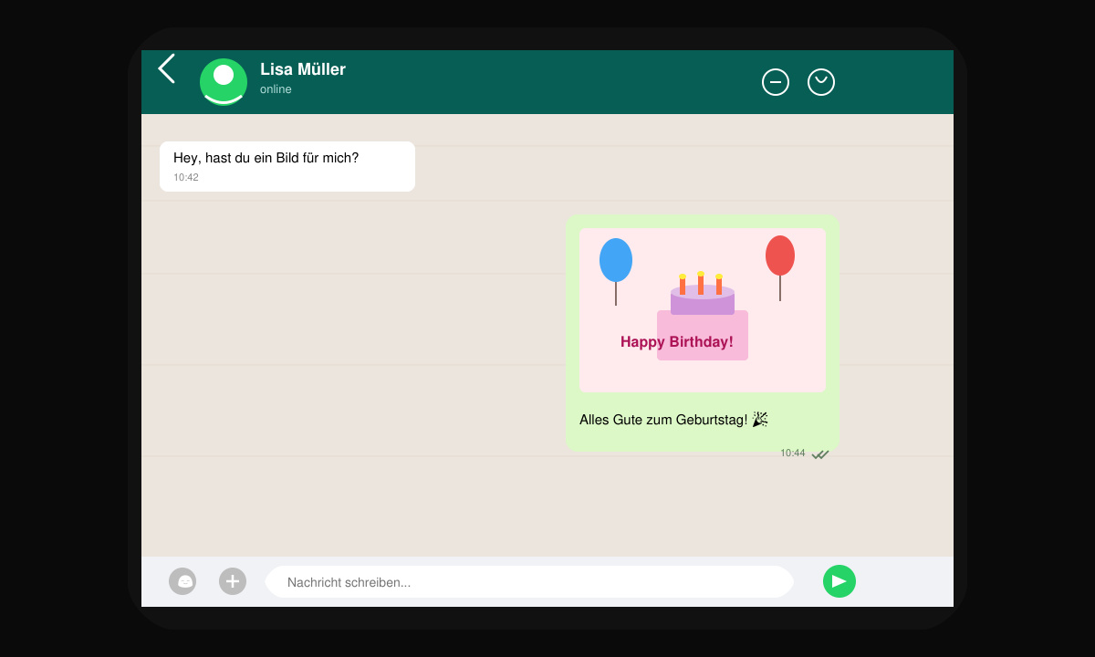 WhatsApp-Chat mit versendetem Bild geburtstag WhatsApp kostenlos