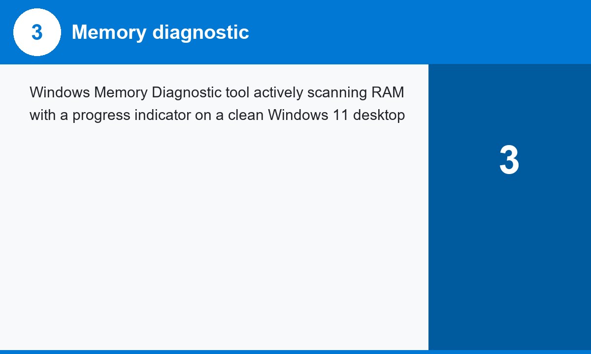 Windows Memory Diagnostic tool running with progress bar on a Windows 11 screen