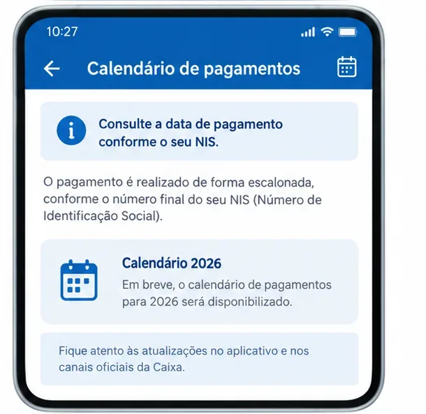 Tela de calendário de pagamentos do Bolsa Família vinculada ao número final do NIS