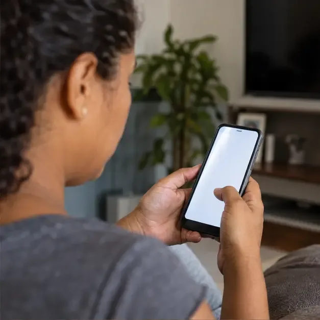 Pessoa consultando informações de cadastro social em um celular