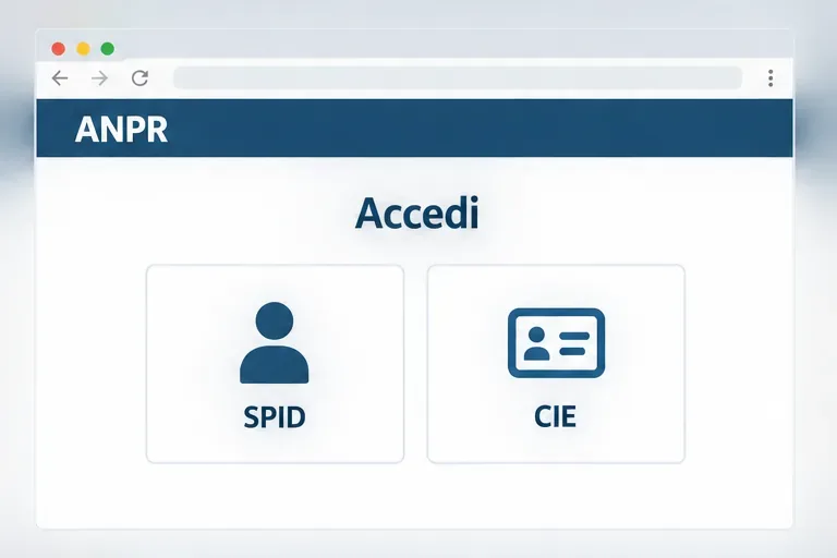 Schermata schematica di accesso ANPR con le opzioni SPID e CIE