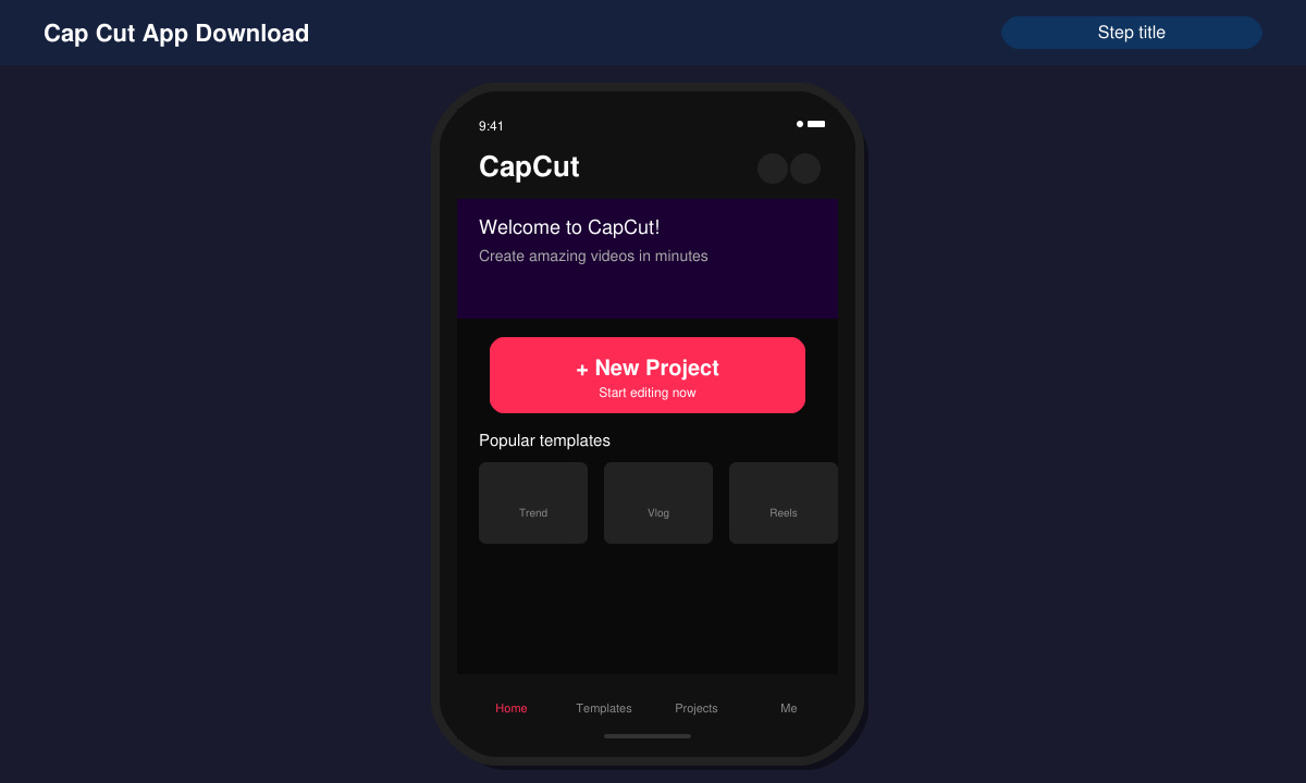 Cap Cut App Download result showing the home screen after successful install