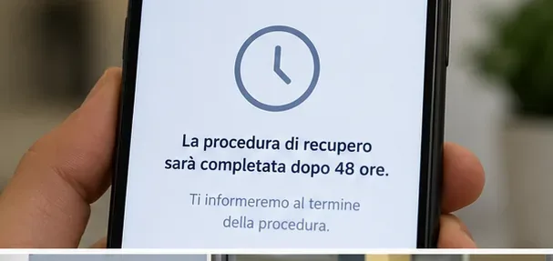 Smartphone che mostra l’attesa di 48 ore prevista per completare il recupero del PUK della CIE