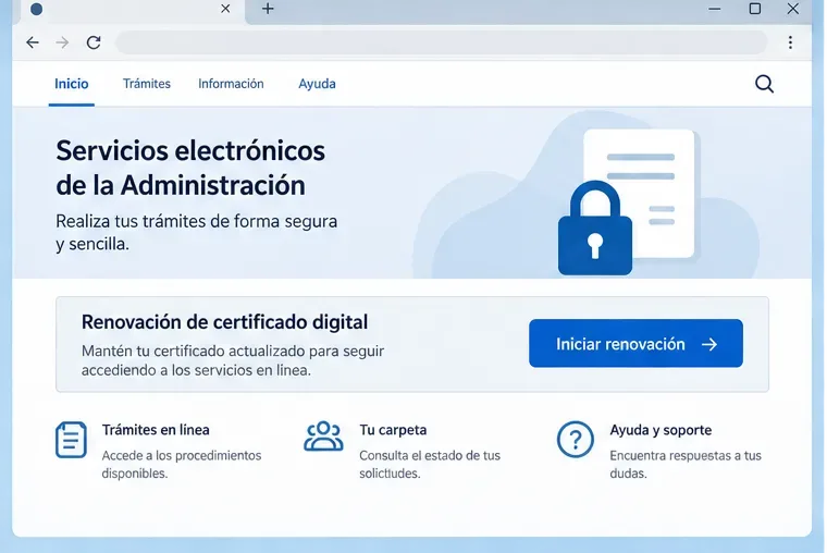 Interfaz genérica de un portal de servicios electrónicos con una opción de renovación