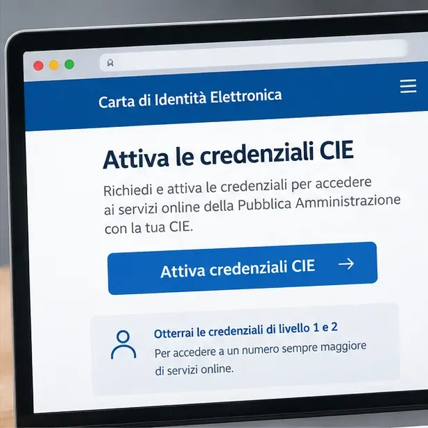 Schermata del portale Carta d'Identità Elettronica con il comando Attiva le credenziali CIE