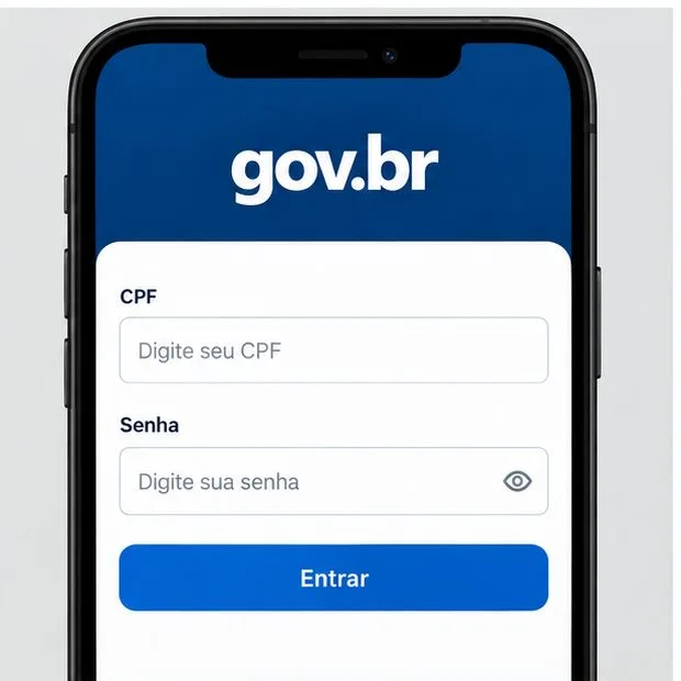 Tela esquemática de entrada na conta gov.br.