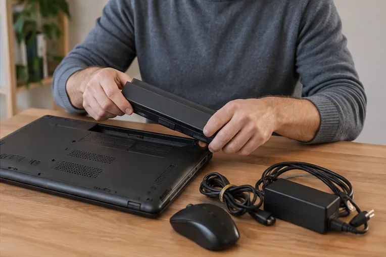 Rimozione di una batteria estraibile da un computer portatile prima del riciclo
