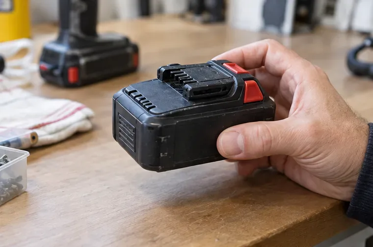 Una persona controlla dall’esterno un pacco batteria rimovibile integro prima del conferimento