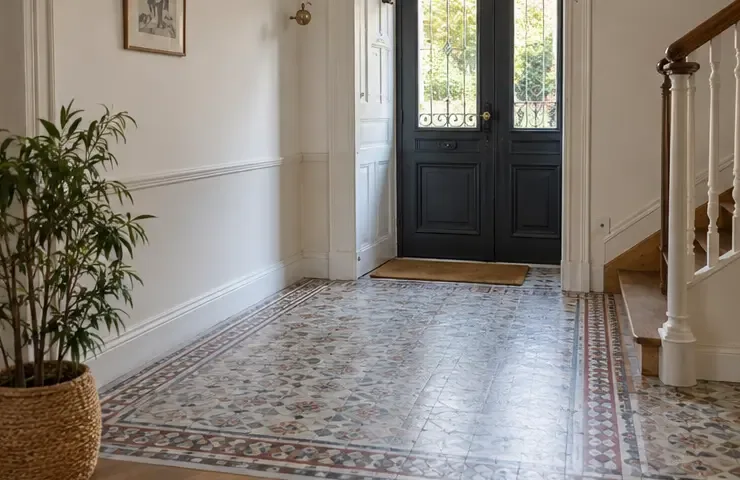 Entrée d’immeuble propre et dégagée après le retrait d’objets volumineux