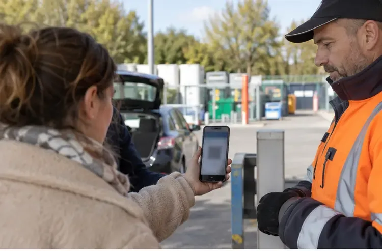 Présentation d’un QR code à l’entrée d’une déchèterie