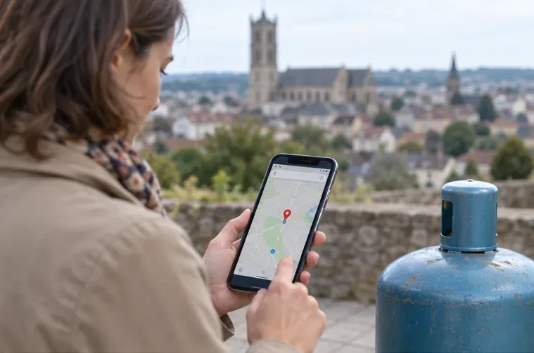 Une personne consulte une carte sur son téléphone pour localiser un revendeur près de Limoges