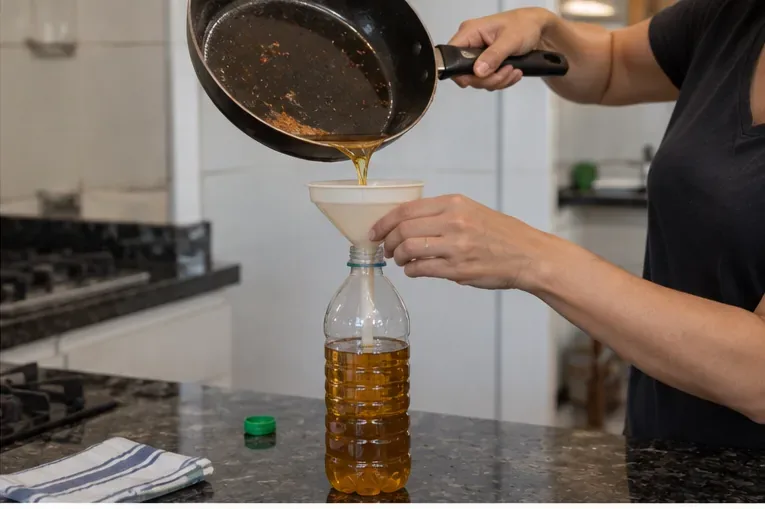 Como descartar óleo de cozinha usado em Brasília: do armazenamento ao ponto de entrega