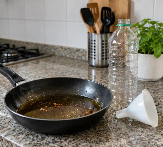 Como descartar óleo de cozinha usado em Sorocaba: onde levar e como armazenar sem vazamentos