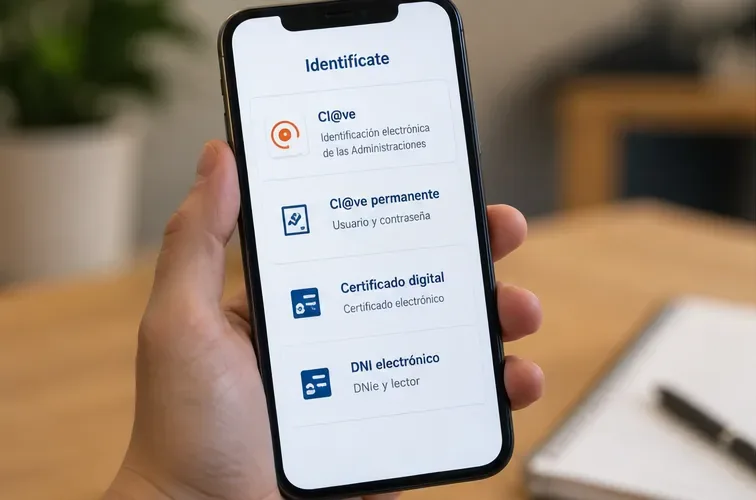 Teléfono con una representación de distintos métodos de identificación electrónica