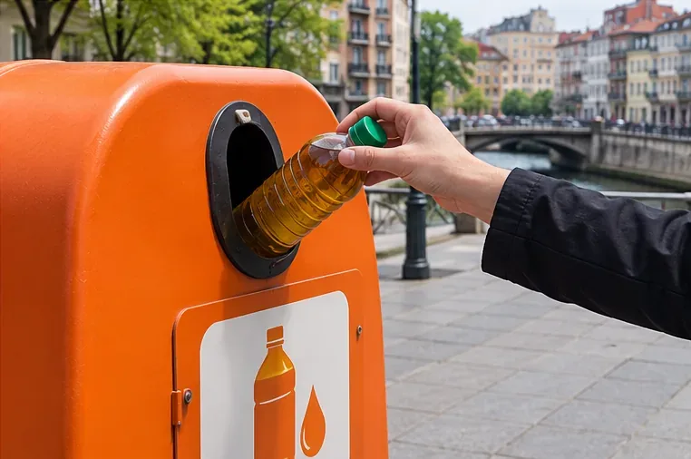 Cómo tirar aceite de cocina usado en Bilbao: contenedor naranja, Bilbogarbi y pasos correctos