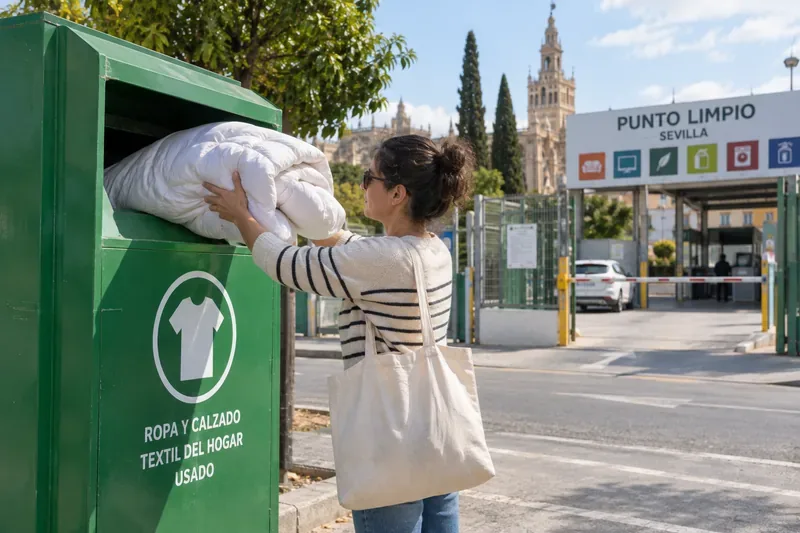Cómo tirar un edredón en Sevilla: contenedor textil, punto limpio y alternativas