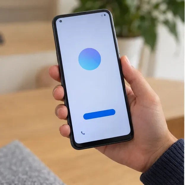 Smartphone encendido mostrando una pantalla inicial después del borrado de datos