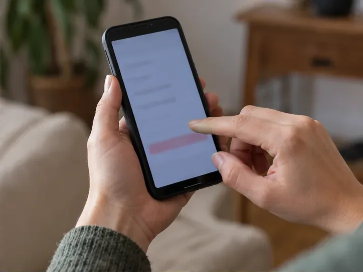 Una persona revisa los ajustes de un teléfono móvil antes de borrar su contenido