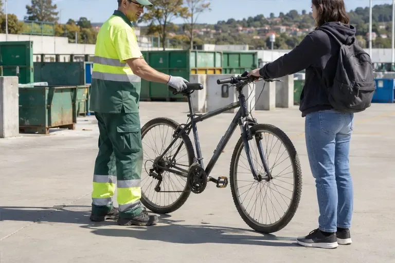 Trabajador de un centro municipal recibe una bicicleta de una usuaria