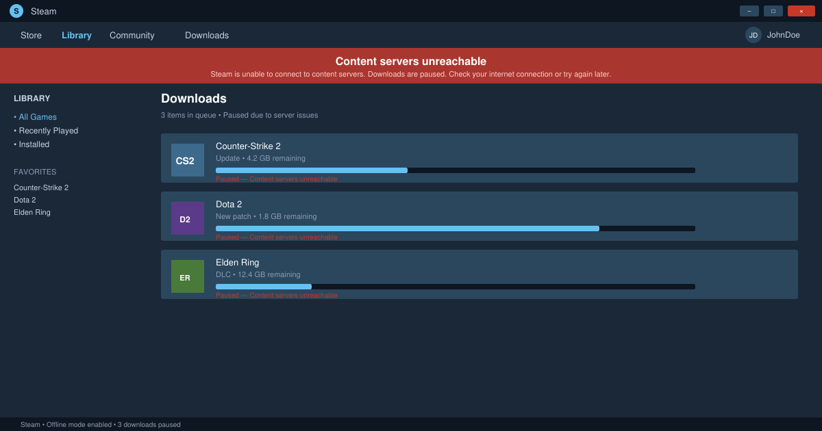 Content Servers Unreachable Steam
