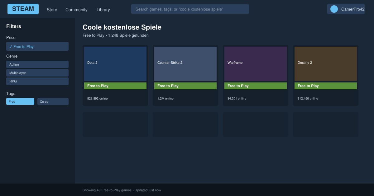 Coole kostenlose spiele auf Steam