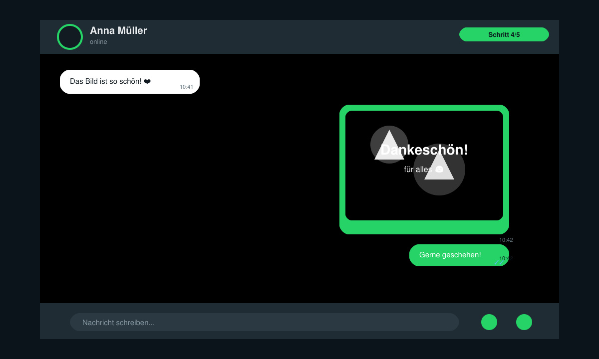 Dankeschön Bilder kostenlos WhatsApp im Chat senden