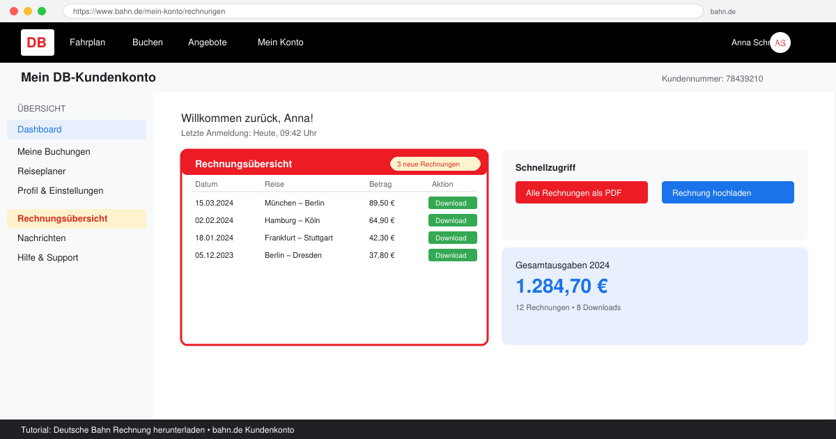 Deutsche bahn rechnung herunterladen