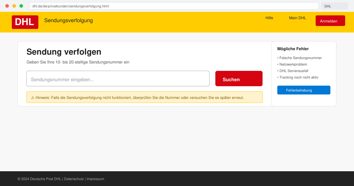 DHL sendungsverfolgung funktioniert nicht
