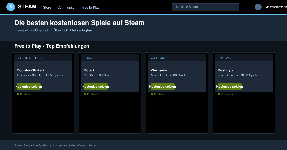 Die besten kostenlose spiele auf Steam