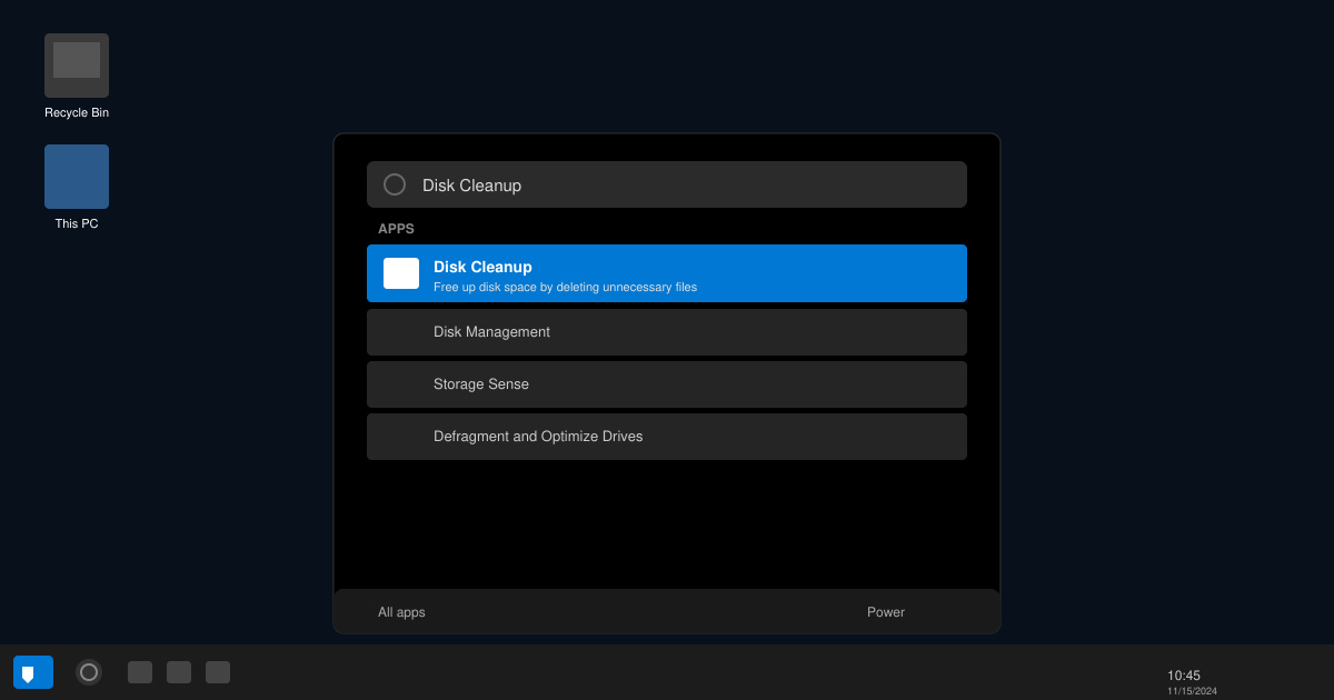 Disk Clean up Win 11