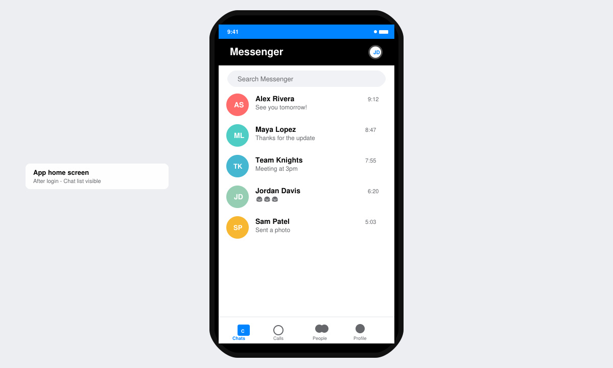 Messenger app home screen after successful Download Download Facebook Messenger