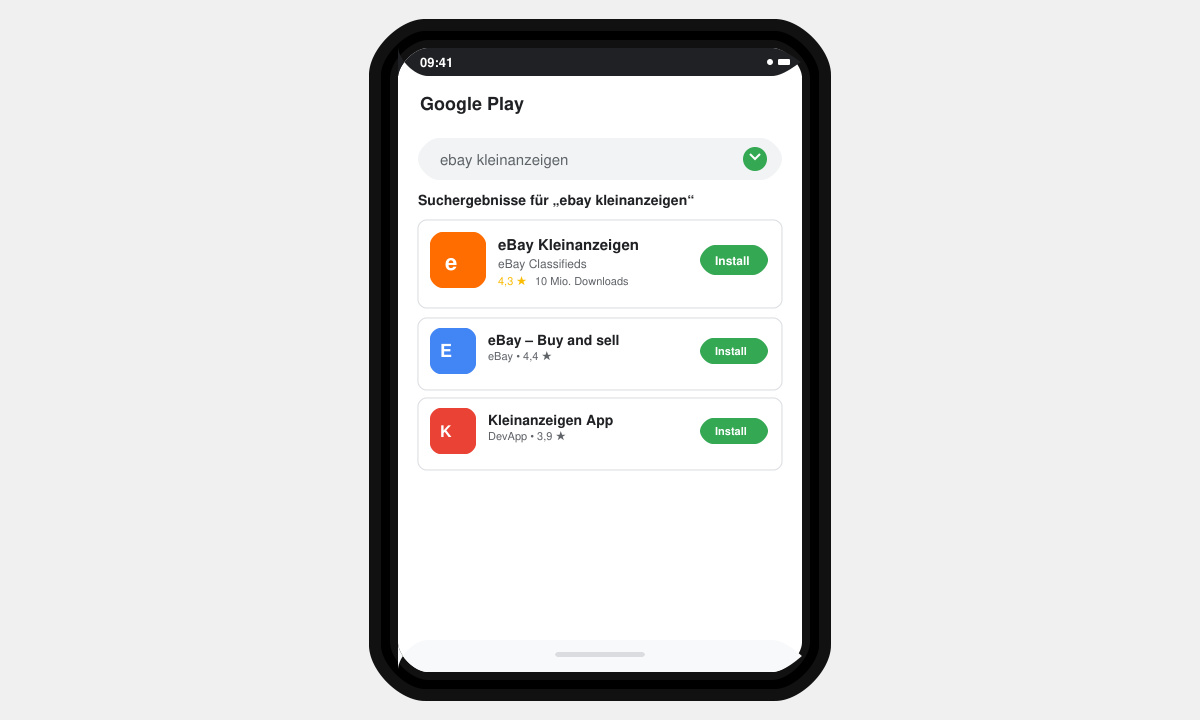 Google Play Store mit Suche nach eBay Kleinanzeigen
