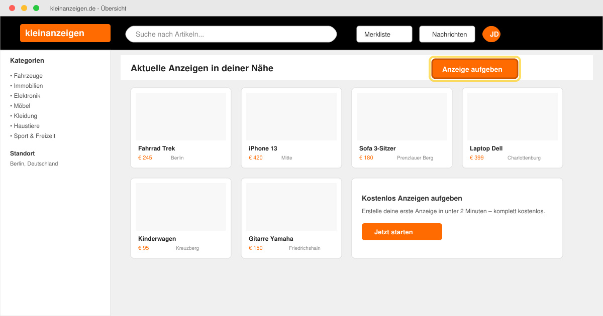 Ebay kleinanzeigen aufgeben kostenlos