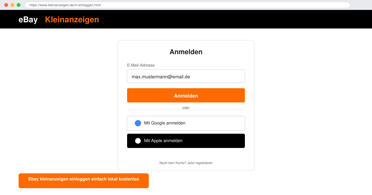 Ebay kleinanzeigen einloggen einfach lokal kostenlos